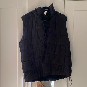 Zara Quilted Black Vest with Hood